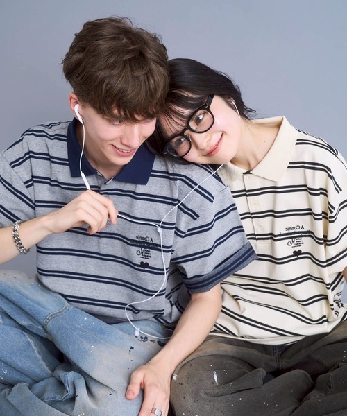 ポロシャツ Connie border polo / コニーボーダーポロシャツ メンズ レディースの画像