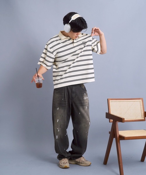 ポロシャツ Connie border polo / コニーボーダーポロシャツ メンズ レディースの画像