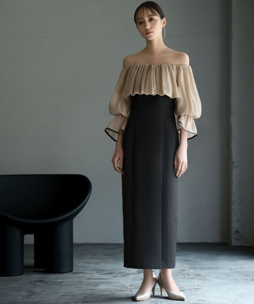 「GIRL」 長袖ワンピース M ベージュ レディースの画像
