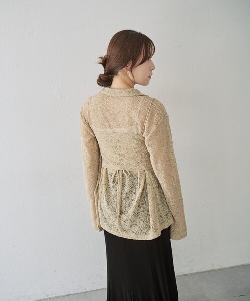 tシャツ 絡みレースシャツ×ビスチェSET レディースの画像