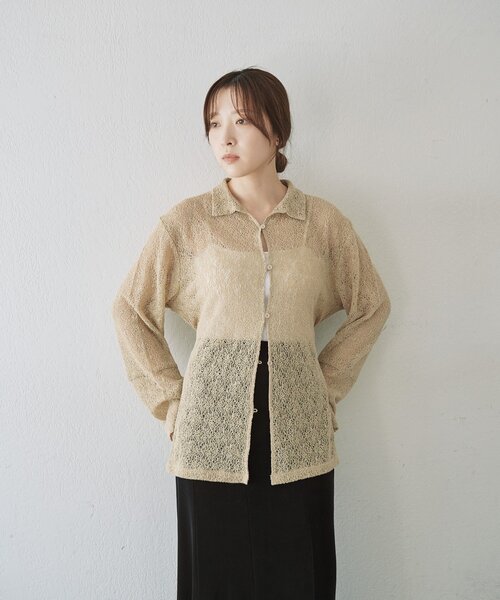 tシャツ 絡みレースシャツ×ビスチェSET レディースの画像