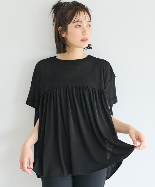coca（コカ） tシャツ シアージョーゼットペプラムロールアップ