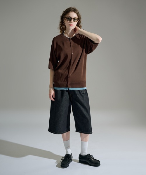 WETTEMPT ワイドパンツ ハーフパンツ ジーンズ 短パン BELTED WIDE