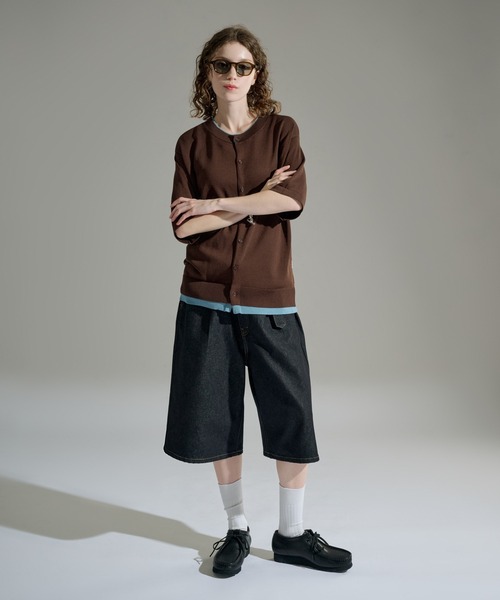 WETTEMPT ワイドパンツ ハーフパンツ ジーンズ 短パン BELTED WIDE