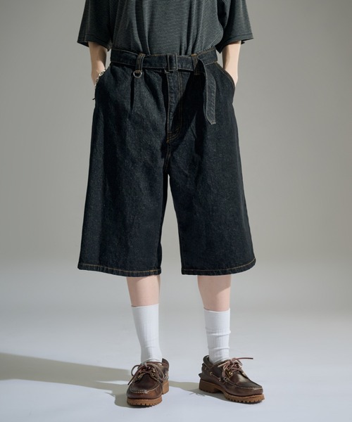 WETTEMPT ワイドパンツ ハーフパンツ ジーンズ 短パン BELTED WIDE