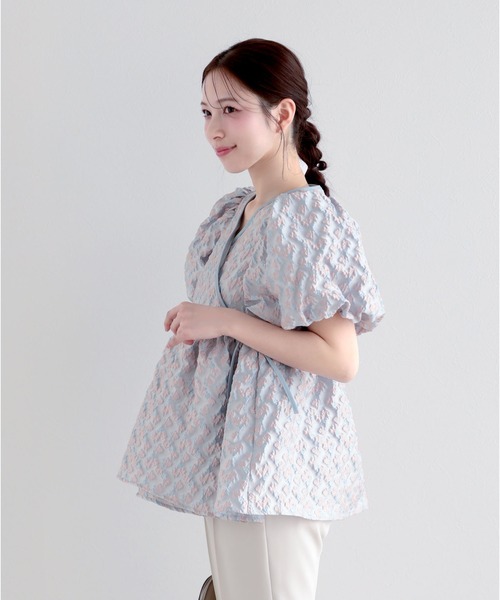 Fit more（フィットモア） カシュクールバルーンスリーブトップス 