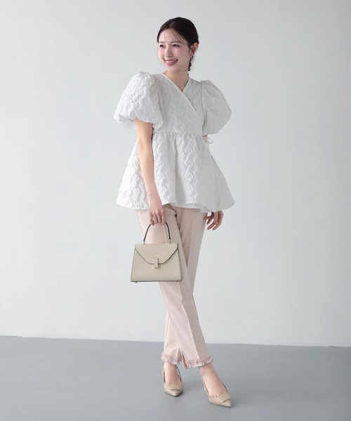 Fit more（フィットモア） カシュクールバルーンスリーブトップス 