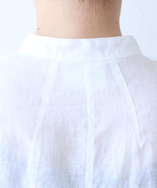 ブラウス シャツ 60/1Linen french sleeve long blouse レディースの画像