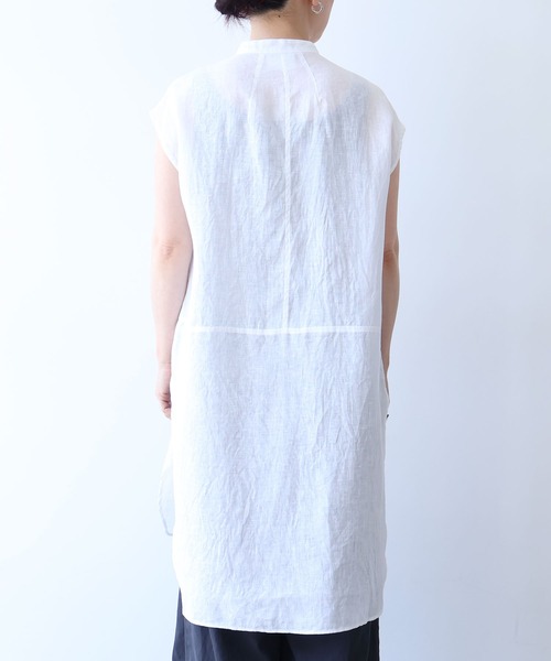 ブラウス シャツ 60/1Linen french sleeve long blouse レディースの画像
