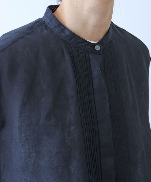 ブラウス シャツ 60/1Linen french sleeve long blouse レディースの画像