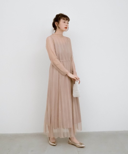 「kaene」 長袖ワンピース 38 ネイビー レディース_画像5