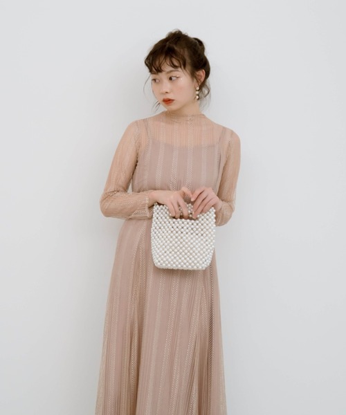 「kaene」 長袖ワンピース 38 ネイビー レディース_画像6