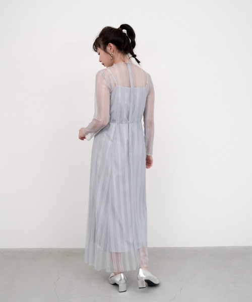 「kaene」 長袖ワンピース 38 ネイビー レディース_画像8