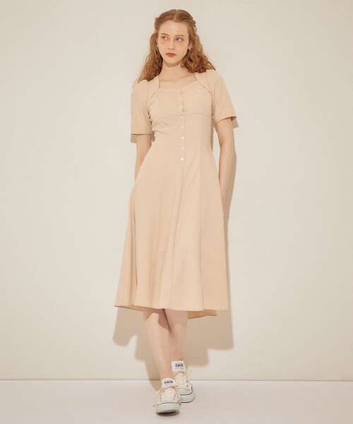「DEICY」 半袖ワンピース 0 ベージュ レディース_画像3