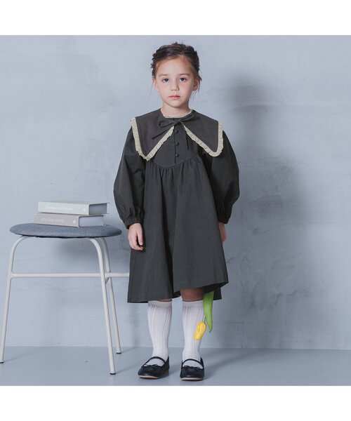 「p.premier」 「KIDS」長袖ワンピース 110 チャコール キッズ_画像8
