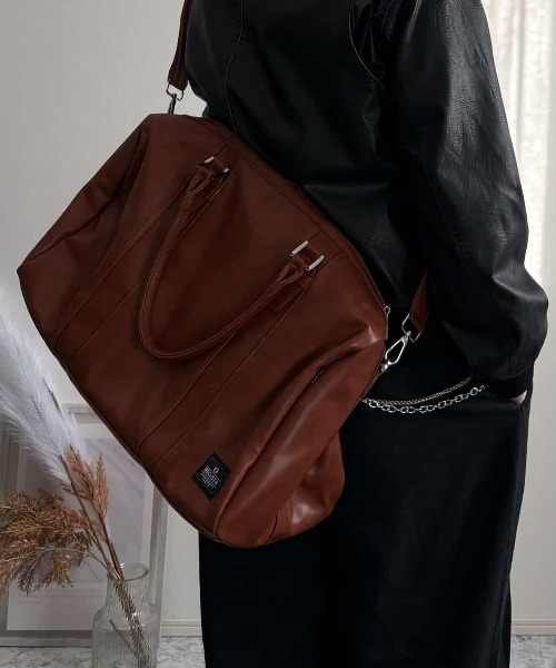8 ボストンバッグ デカ ボストンバッグ 2WAY PUレザー メンズ