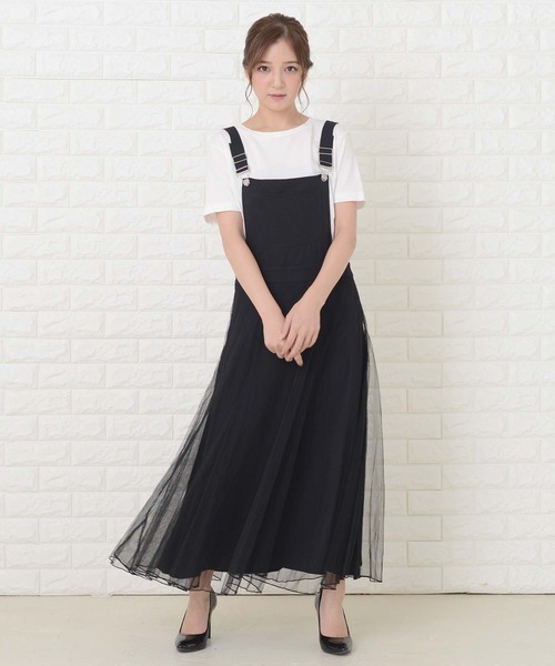 Lace Ladies ジャンパースカート ふんわりチュール サロペット