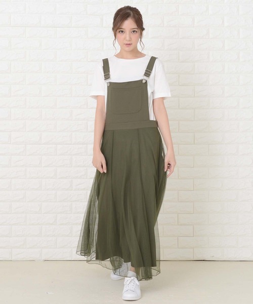 Lace Ladies ジャンパースカート ふんわりチュール サロペット
