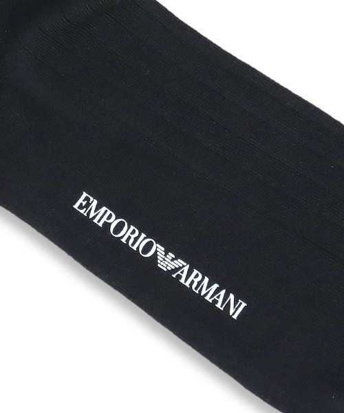 EMPORIO ARMANI 靴下 シルケット加工 ワンポイント リブ ビジネス