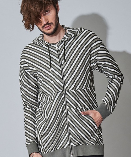 NO ID.（ノーアイディー） パーカー 「NO ID.」Bias Border Zip Parka