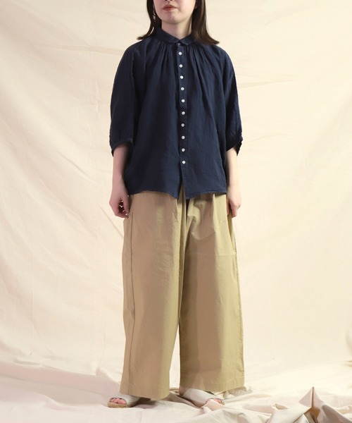 ブラウス シャツ 「Brocante / ブロカント」  リネンキャンバス バロンシャツ レディース 楽天市場】ブロカント リネンキャンバスグランシャツ レディース