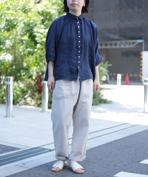 ブロカント　麻混　リネン　ピンタックブラウス 楽天市場】＊【10%OFFクーポン対象商品】【nous rendent heureux