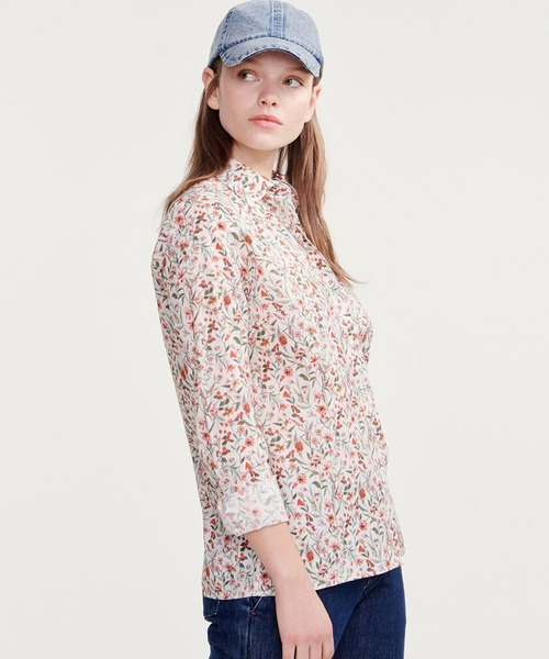 AIGLE ブラウス シャツ リバティプリントロングスリーブシャツ
