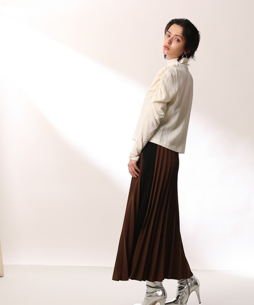 Limue スカート ロング丈ニット切り替えプリーツスカート : ZOZOTOWN