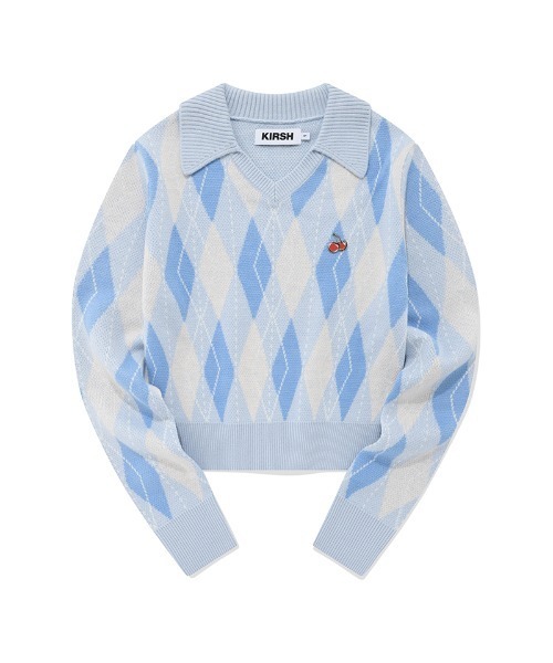 ニット セーター KIRSH SMALL CHERRY ARGYLE COLLAR KNIT/キルシースモールチェリーアーガイルカラーニット レディー KIRSH（キルシー）の「KIRSH SMALL CHERRY ARGYLE COLLAR KNIT