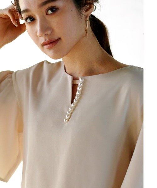 ジルサンダー 22SS キーネック フレアスリーブ ブラウス シャツ 長袖 JIL SANDER - ジルサンダー 22SS キーネック フレアスリーブ ブラウス
