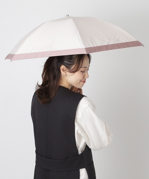 ランバンリボン付き折りたたみ晴雨兼用傘新品未使用品 LANVIN en Bleu 折りたたみ傘 遮光 晴雨兼用折りたたみ日傘 楽折 切り