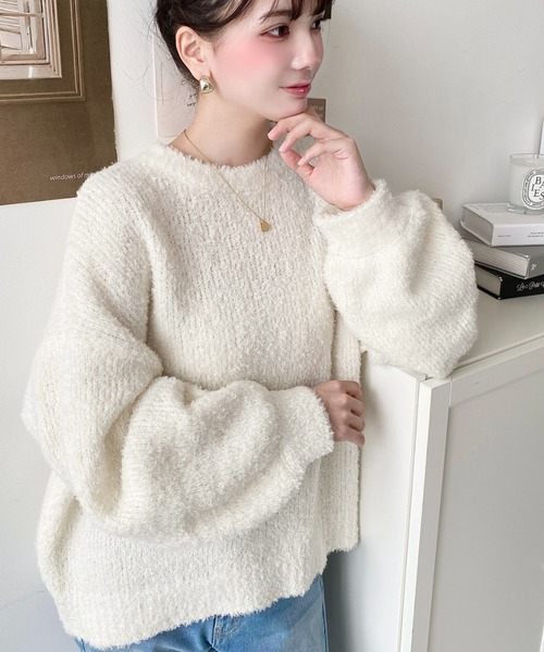 【美品】  CURRENTAGE / カレンテージ | クルーネックプルオーバーニット | F | ホワイト | レディース NEWYORKER ニット セーター 和紙コットン 半袖クルーネックプル
