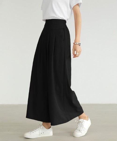 COCOMOMO パンツ さらっと涼しげ コットンリネン ワイドガウチョパンツ