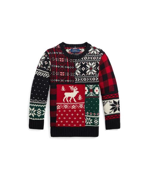 ニット パッチワーク クルーネック セーター RALPH ラルフ パッチワーク クルーネック POLO LAUREN CHILDRENSWEAR，ポロ ローレン