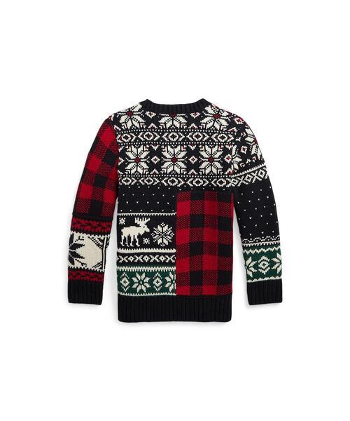 ニット パッチワーク クルーネック セーター RALPH ラルフ パッチワーク クルーネック POLO LAUREN CHILDRENSWEAR，ポロ ローレン