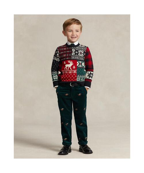 ニット パッチワーク クルーネック セーター RALPH ラルフ パッチワーク クルーネック POLO LAUREN CHILDRENSWEAR，ポロ ローレン