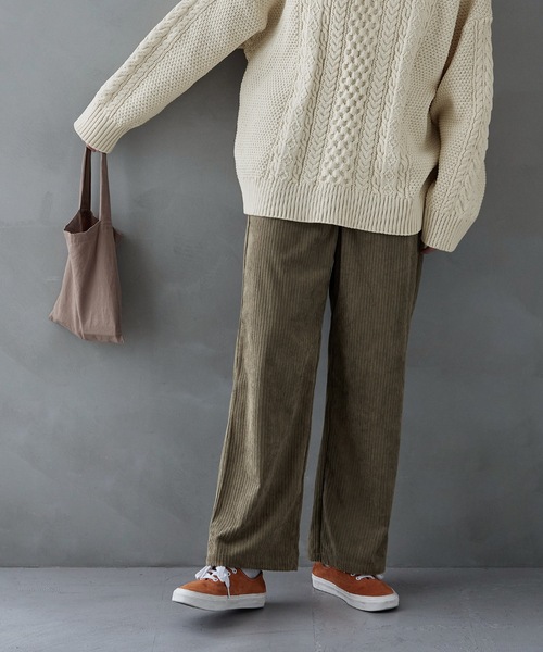 etoll.（エトル） スラックス パンツ コーデュロイストレートロング