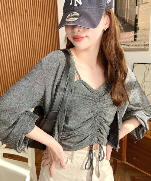 美品✨23区 現行 ラメカーディガン 半袖 トップス アンサンブル セット M 洗える】ブークレラメニット カーディガン / 23区 | ファッション通販