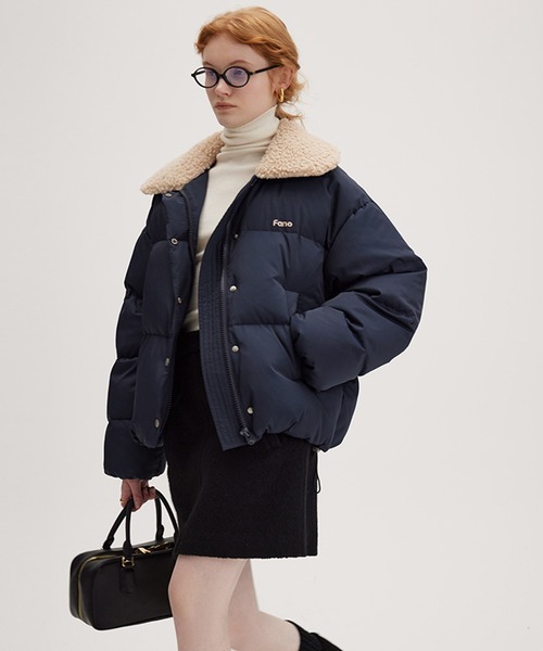 ダウンコート ダウンジャケット ボアカラー フロントロゴ FD23Y039