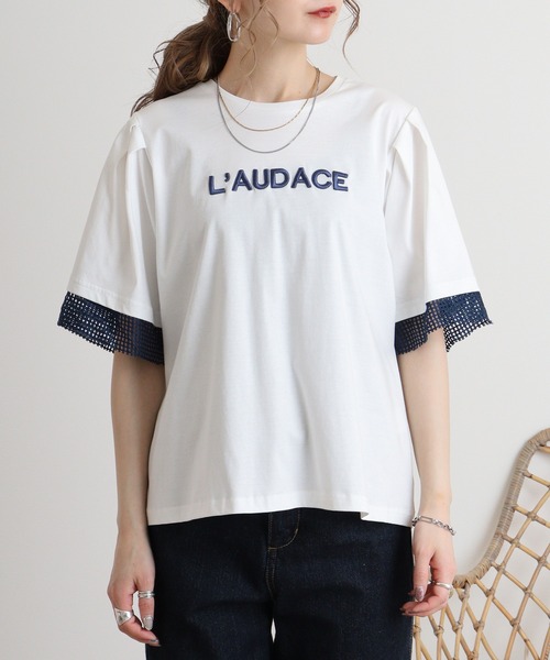 tシャツ AnnaNicola 立体ロゴ刺繍カットソー レディース Anna Nicola tシャツ AnnaNicola 立体ロゴ刺繍カットソー