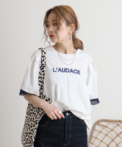 tシャツ AnnaNicola 立体ロゴ刺繍カットソー レディース Anna Nicola tシャツ AnnaNicola 立体ロゴ刺繍カットソー
