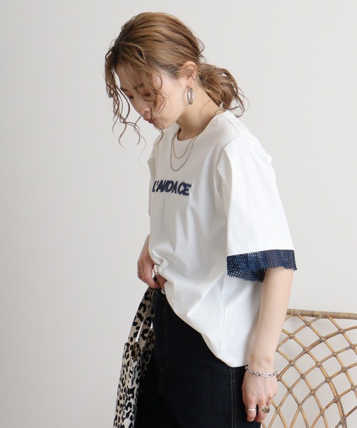 tシャツ AnnaNicola 立体ロゴ刺繍カットソー レディース Anna Nicola tシャツ AnnaNicola 立体ロゴ刺繍カットソー