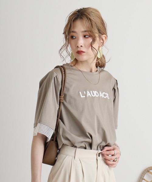 tシャツ AnnaNicola 立体ロゴ刺繍カットソー レディース Anna Nicola tシャツ AnnaNicola 立体ロゴ刺繍カットソー