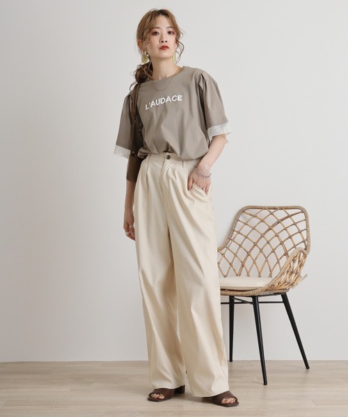 Anna Nicola tシャツ AnnaNicola 立体ロゴ刺繍カットソー