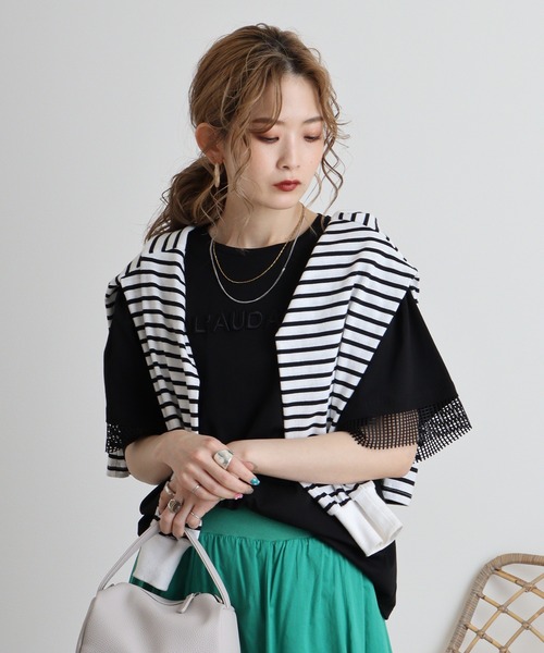 tシャツ AnnaNicola 立体ロゴ刺繍カットソー レディース Anna Nicola tシャツ AnnaNicola 立体ロゴ刺繍カットソー