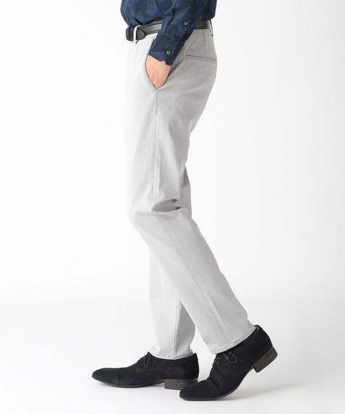 【hide】atlast&co ホワイト　ヘリンボーン　スラックス 36 CROWDED CLOSET（クラウデッドクローゼット） スラックス ハイパワー