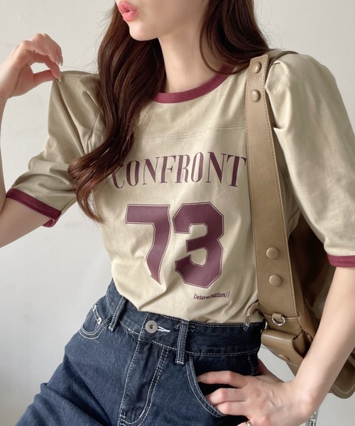 tシャツ ナンバーTee レディース ナンバー ロゴ プリント パワショル リンガー Tシャツ[品番