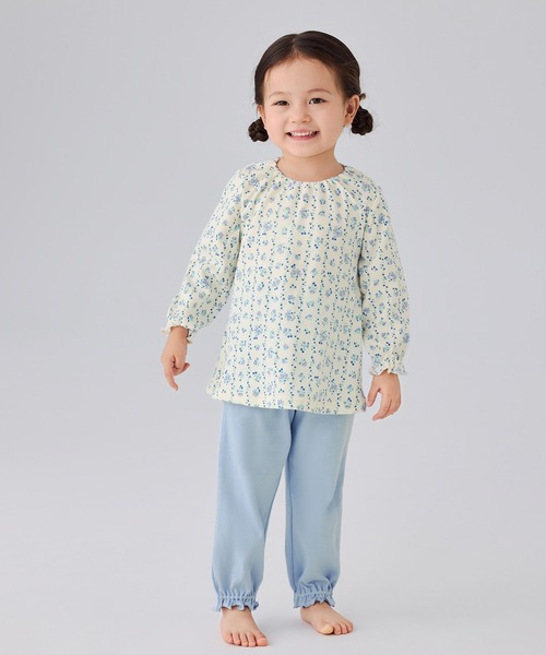 Combi mini パジャマ のびのび腹巻付きスムース長袖パジャマ（ブルー