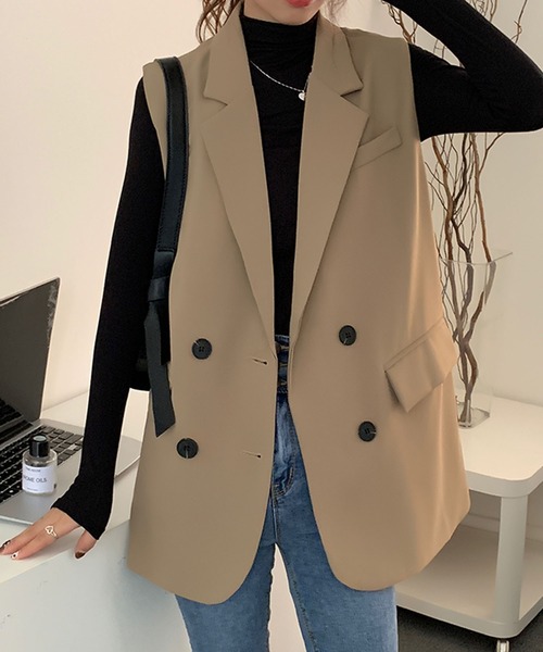 ベスト テーラードロングジレ 楽天市場】エンジョイ 【フェムテック】事務服ジレ ロングベスト
