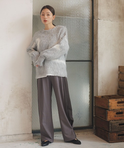 LAKOLE（ラコレ） ニット セーター 線柄シャギーニットプルオーバー